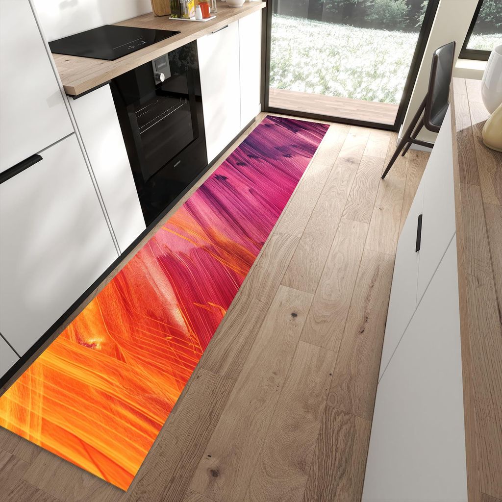 Küchenteppich 60x300cm rutschfest & abwischbar PVC Läufer - Abstrakte Farben
