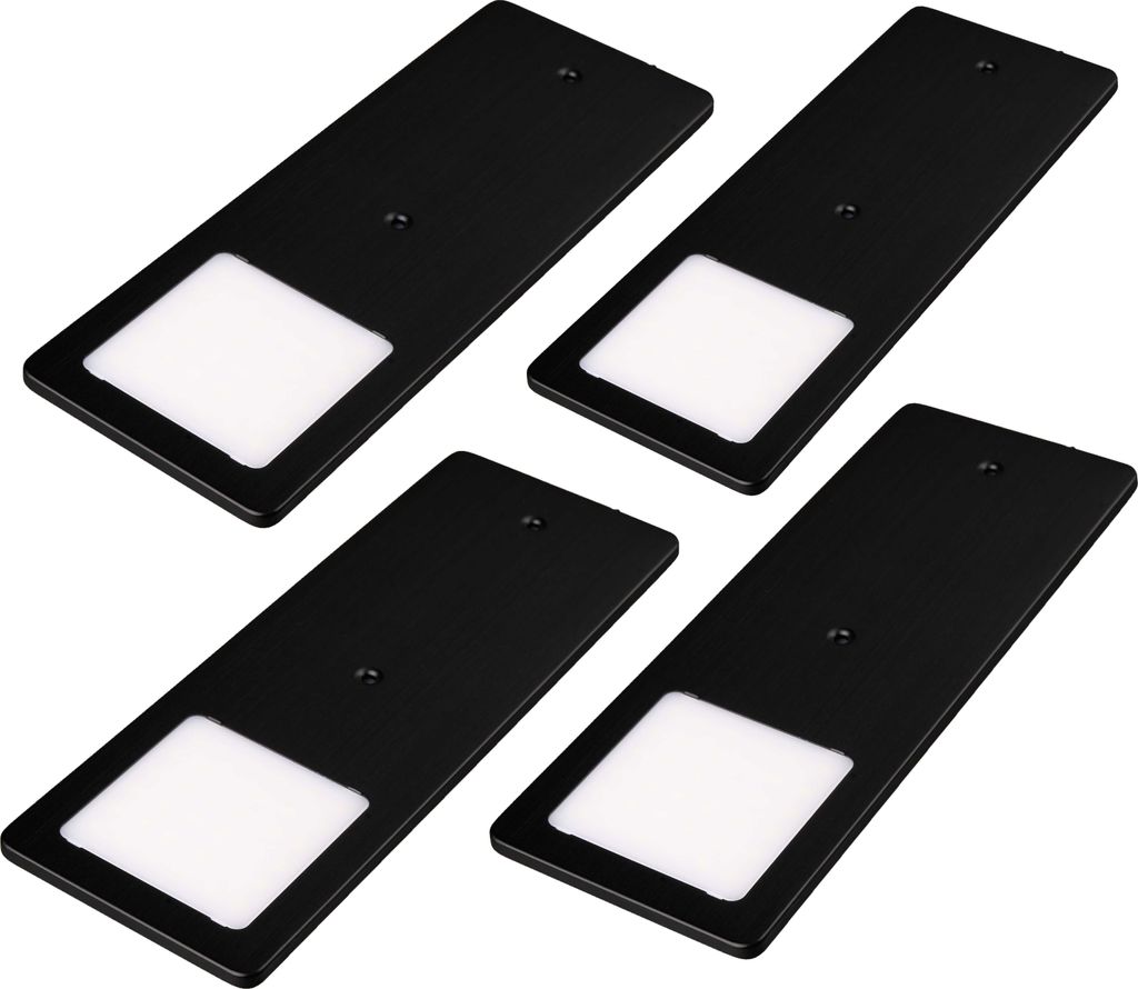 kalb | LED Unterbauleuchten schwarz 5W- sehr flache Küchenleuchte Einbauspot 4er Set warmweiß
