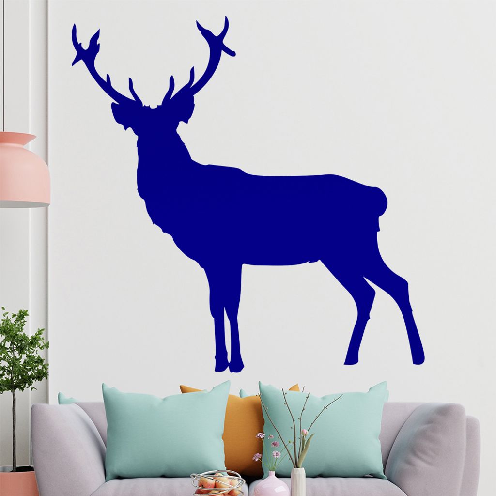 KIWISTAR Hirsch Geweihträger Wandtattoo in 6 Größen - Wandaufkleber Wall Sticker - Dekoration, Küche, Wohnzimmer, Schlafzimmer, Badezimmer