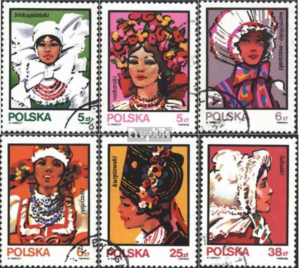 Briefmarken Polen 1983 Mi 2891-2896 (kompl.Ausg.) postfrisch Volkstrachten: Kopfbedeckungen