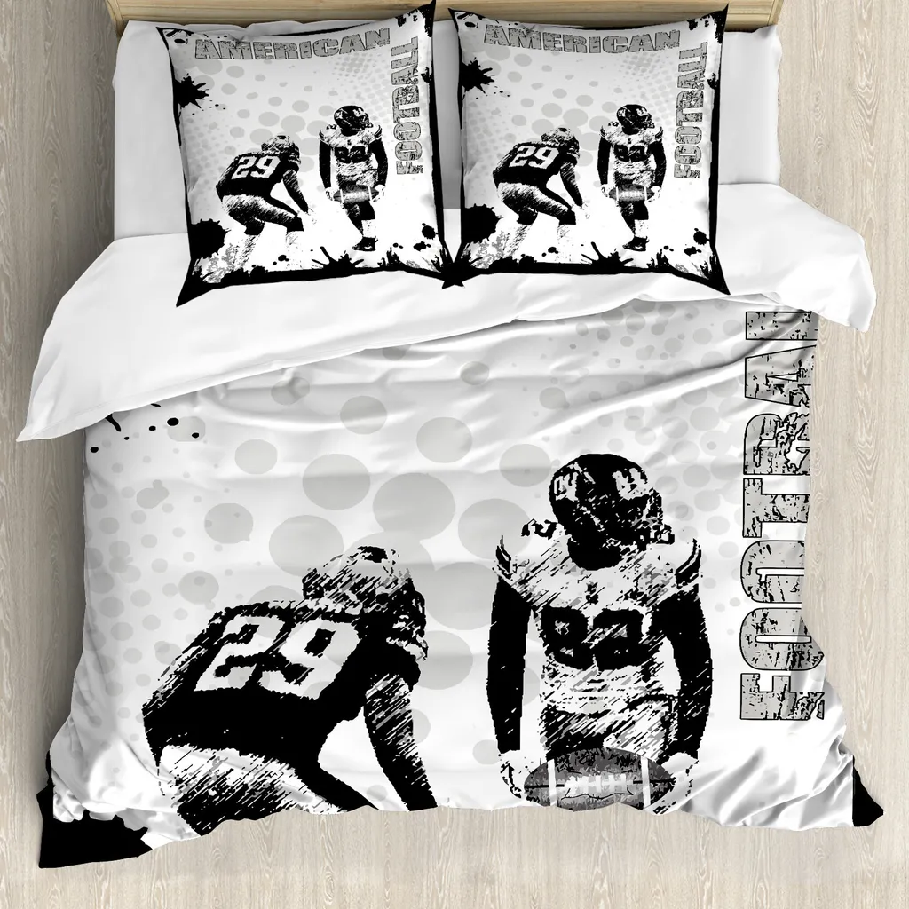 Migliora il Sonno con ABAKUHAUS Set Copripiumino Sportivo Bianco e Nero
