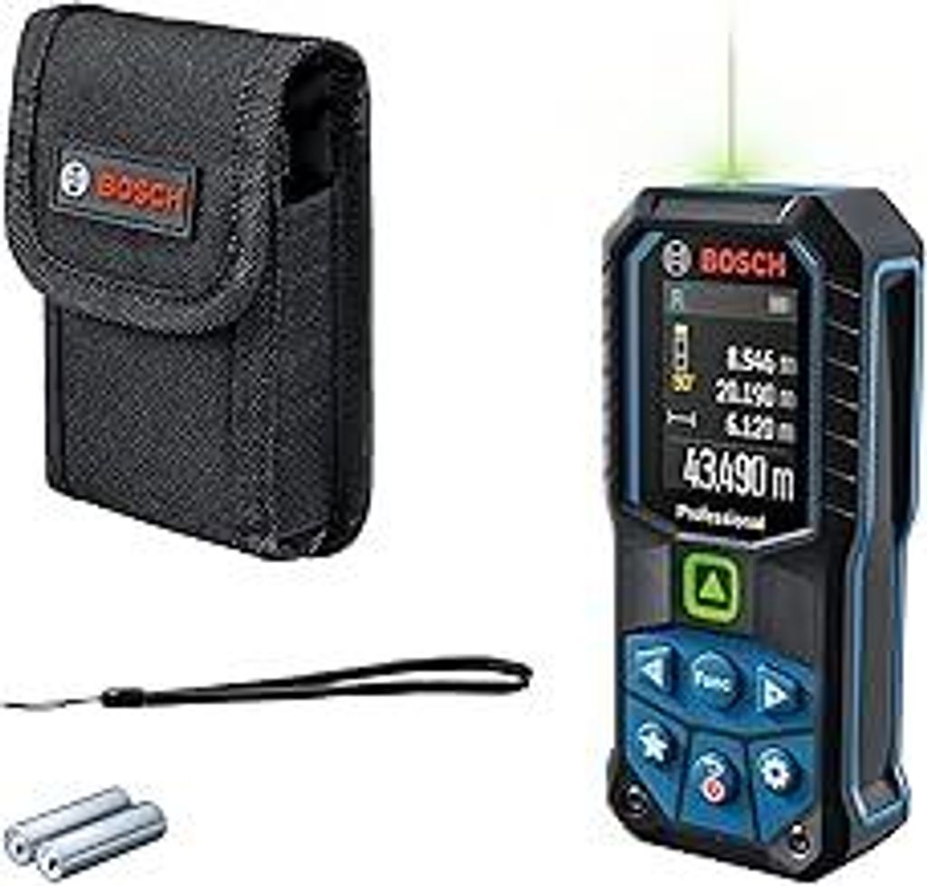 Bosch Professional Laser-Entfernungsmesser GLM 50-23 G (grüner Laser, Neigungssensor, Reichweite: bis zu 50 m, robust, IP65, ± 1,5 mm*, 2x AA-Bat...