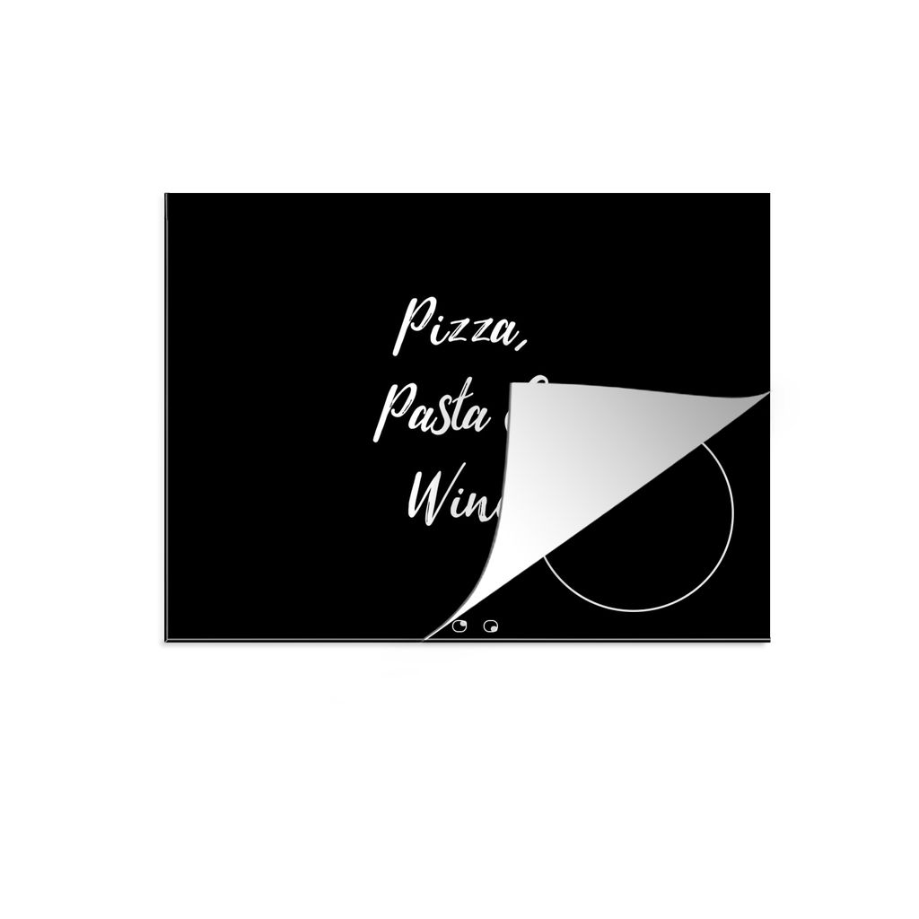 KitchenYeah Herdabdeckplatte Zitate - Sprichwörter - Weinliebhaber - Pizza, Pasta & Wein , 70x52cm, Küche Deko, Glaskeramikkochfeld Herdabdecku...