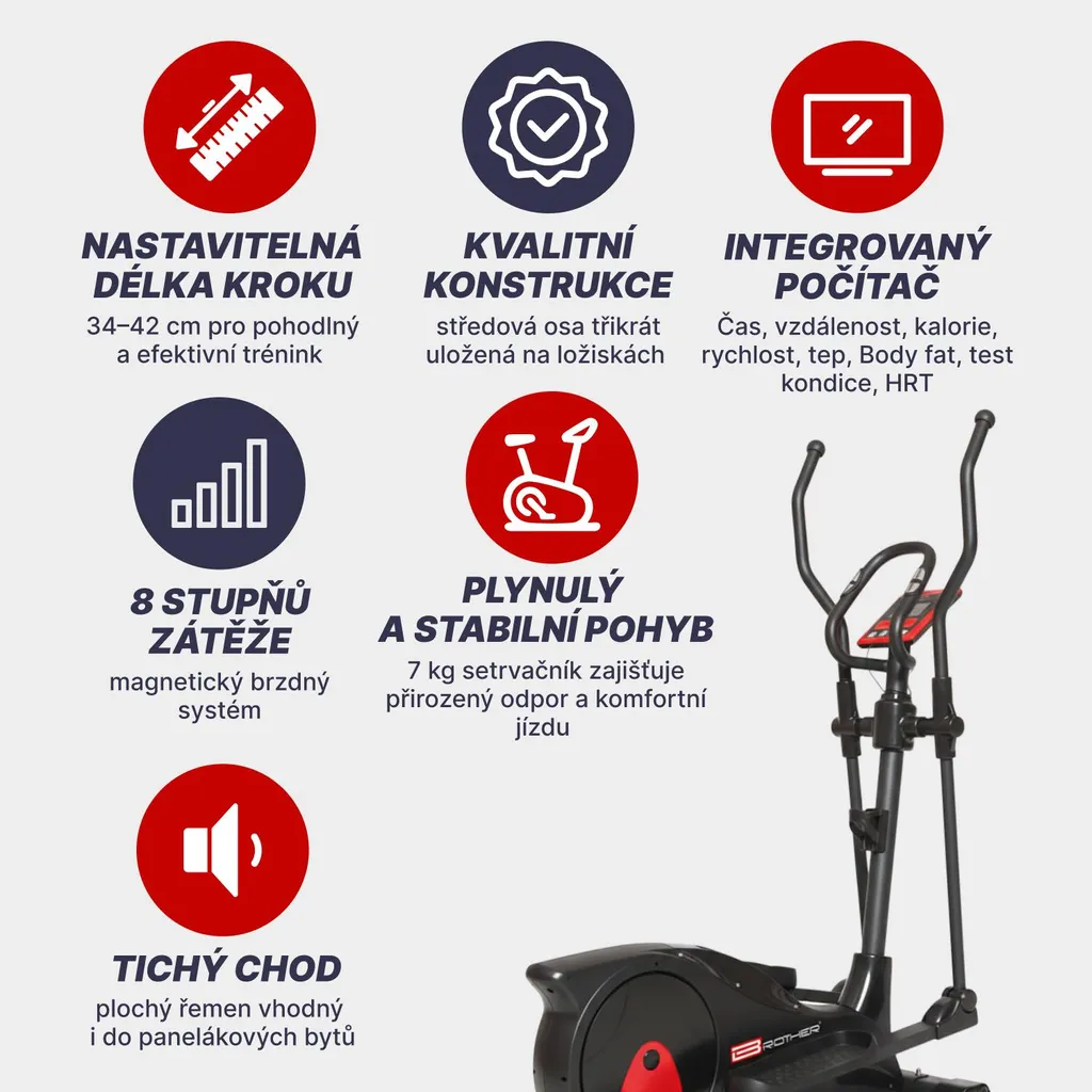 Crosstrainer Magnétique BE51 avec Console LCD et Résistance Ajustable