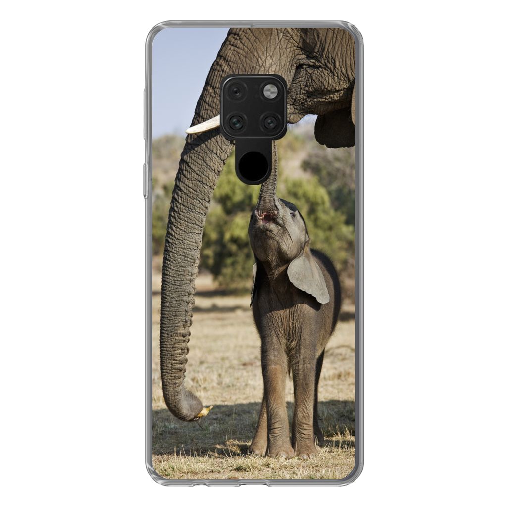 MuchoWow Handyhülle Schutzhülle Hülle für Huawei P40 Lite Elefant - Tiere - Gras - Natur Silikon Softcase Handy Hülle - Handy