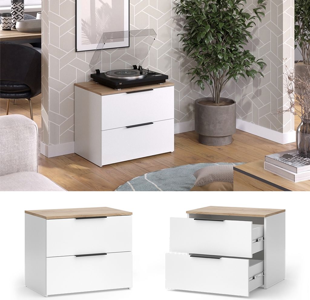 Vicco Kommode Wido, 60 x 50 cm mit Tür, Weiß/Sonoma/Sonoma Produktbild 1