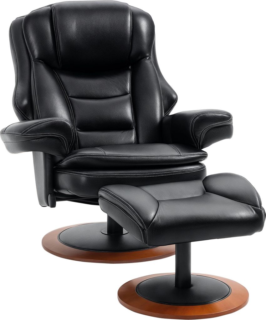 Relaxsessel mit Ottomane. Liegesessel. 360¡ã drehbar. verstellbare Rš¹ckenlehen. Schwarz + Braun