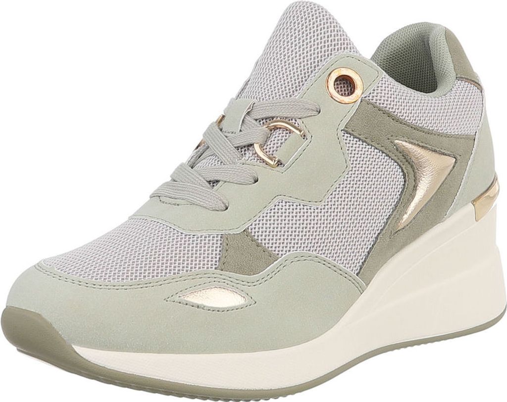 Ital-Design Damen Freizeitschuhe Textiloptik, Lederoptik Sneakers Low 88577423 Hellgrün Gr. 39