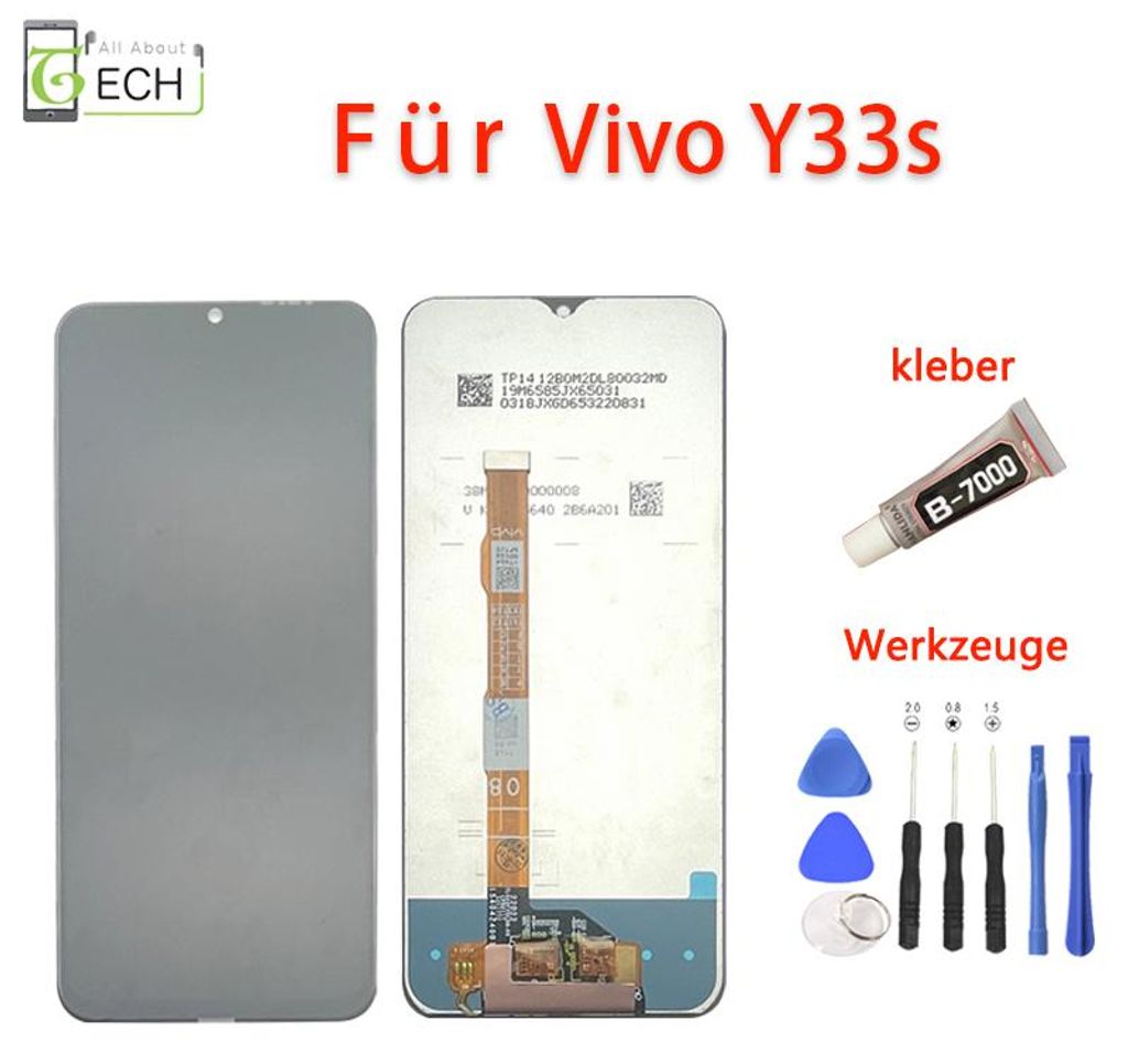 Für Vivo Y33S V2109 LCD Display Bildschirm Touch Screen Schwarz + Werkzeuge