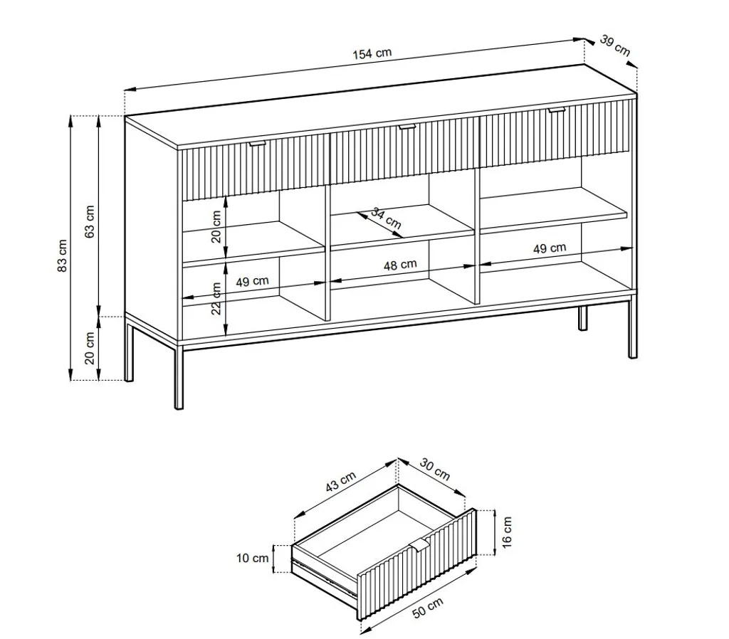 Commode Noir et Or NOVA 154 - Rangez Tout avec ce Buffet Design - 2