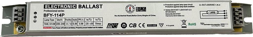 Netzteil Vorschaltgerät EVG Electronic Ballast BFY-114P für 1 x 14W T5 Leuchtstoffröhre
