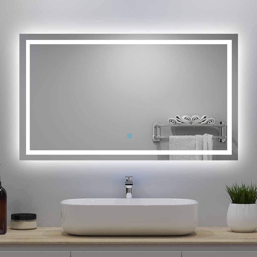 Acezanble Miroir de salle de bain LED 120x80cm, Tricolore + Image du produit 