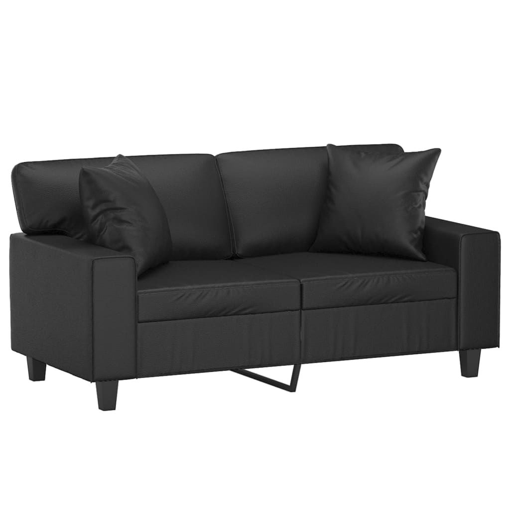 ZMH 2-Sitzer-Sofa mit Zierkissen Schwarz 120 cm Kunstleder