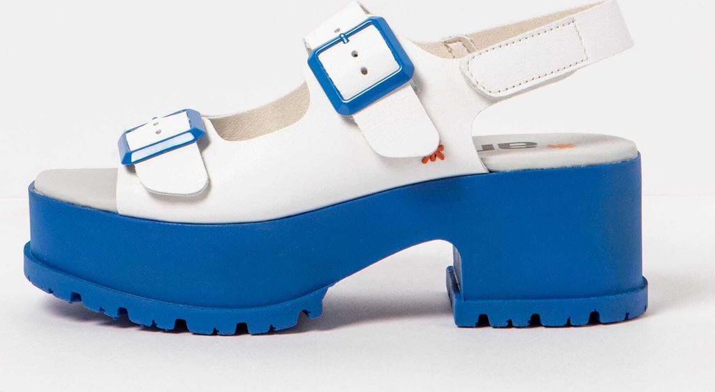 Art Sandalen mit hohem Absatz Damen 1821 NAPPA WHITE-BLUE/ MANCHESTER Farbe Weiß