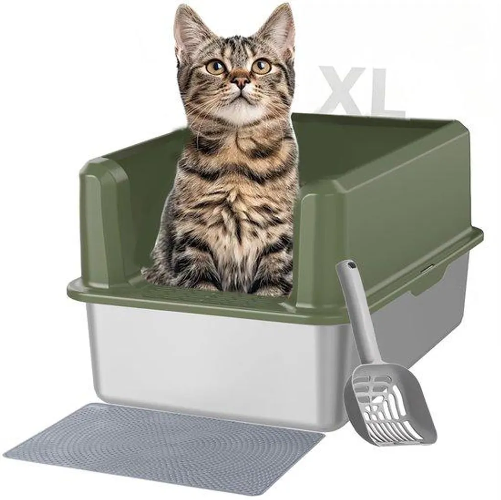 Grande cage pour chat XL haute en métal gris facile à nettoyer Inox