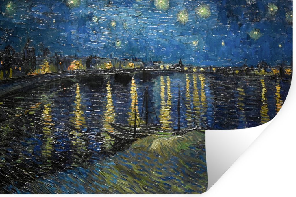 MuchoWow Wandtattoo Wandsticker Wandaufkleber Van Gogh - Brücke - Alte Meister 90x60 cm Selbstklebend und Repositionierbar - Aufkleber