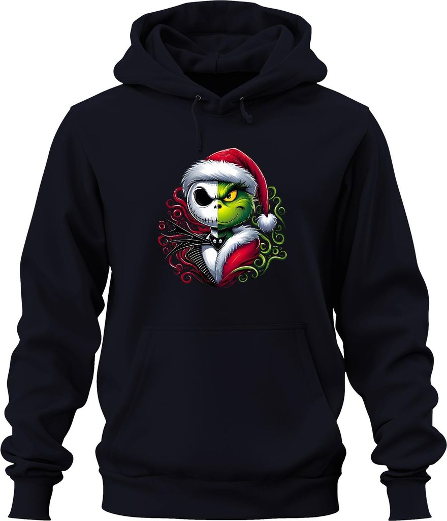Nightmare before Christmas Grinch Skelett - Weihnachten Christmas Xmas Uni Hoodie Kapuzenpullover, Navy, S