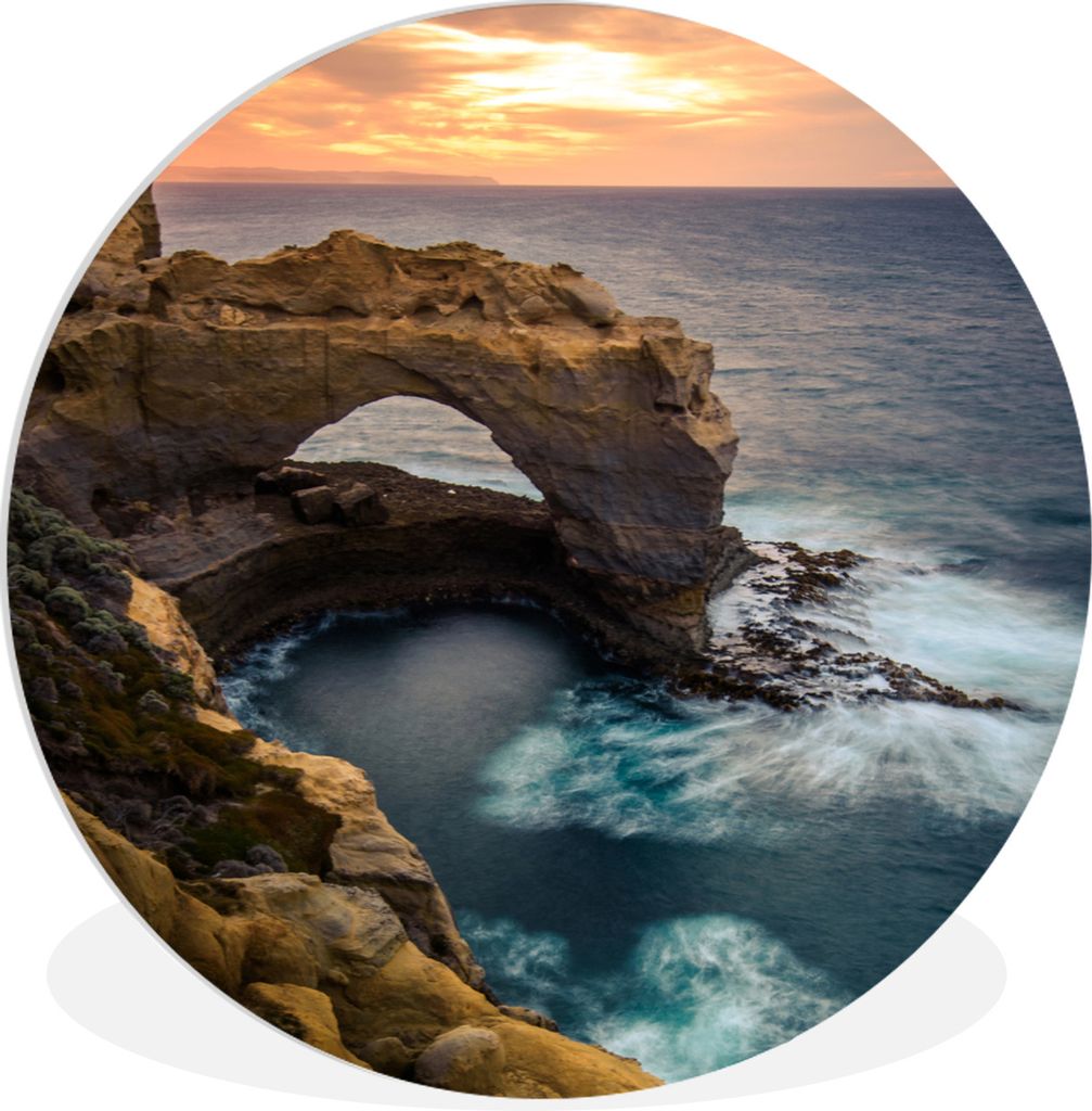 MuchoWow Rundes Wandbild - Runde Bilder Australien - Sonne - Meer Ø 30 cm Kreis Wanddekoration Kunststoff - Wandkreis - Wandschmuck - Schlafzimm...
