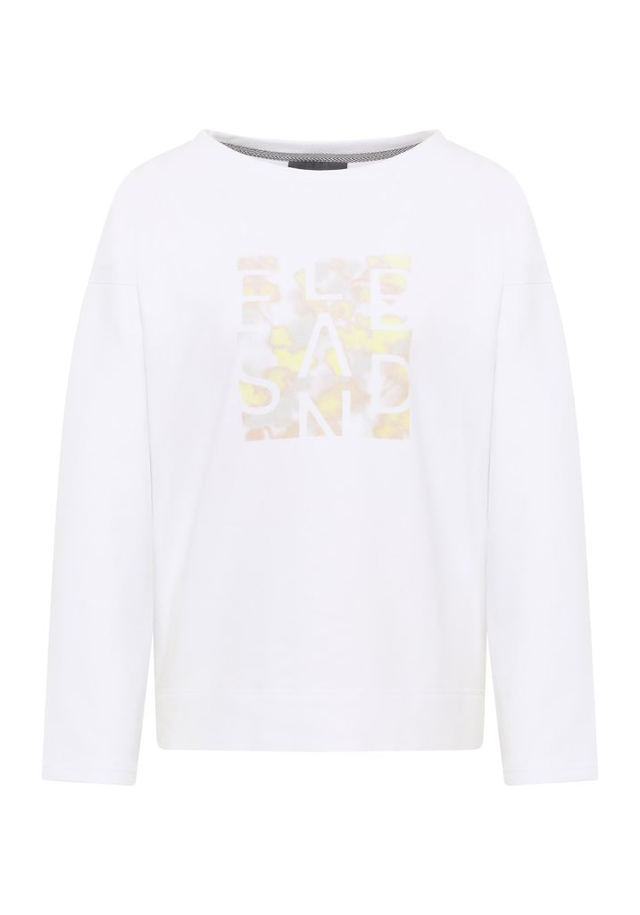 Elbsand Alvit Pullover, Weiß, Locker Geschnitten, 95% Baumwolle, Multicolor Print, Sportlich-Feminin - Größe S