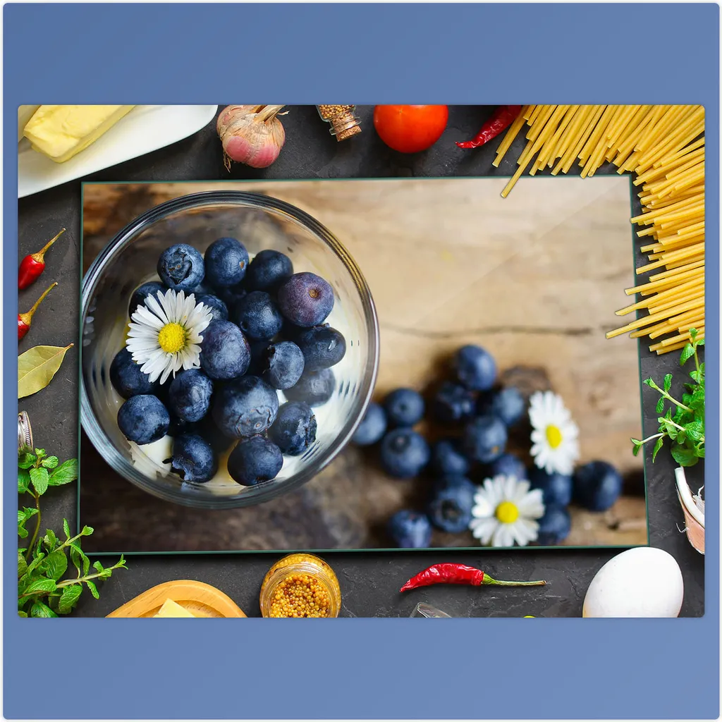 Piastra Vetro 80x52 per Piano Ceramica | Copertura e Paraspruzzi Frutta Blu - 3