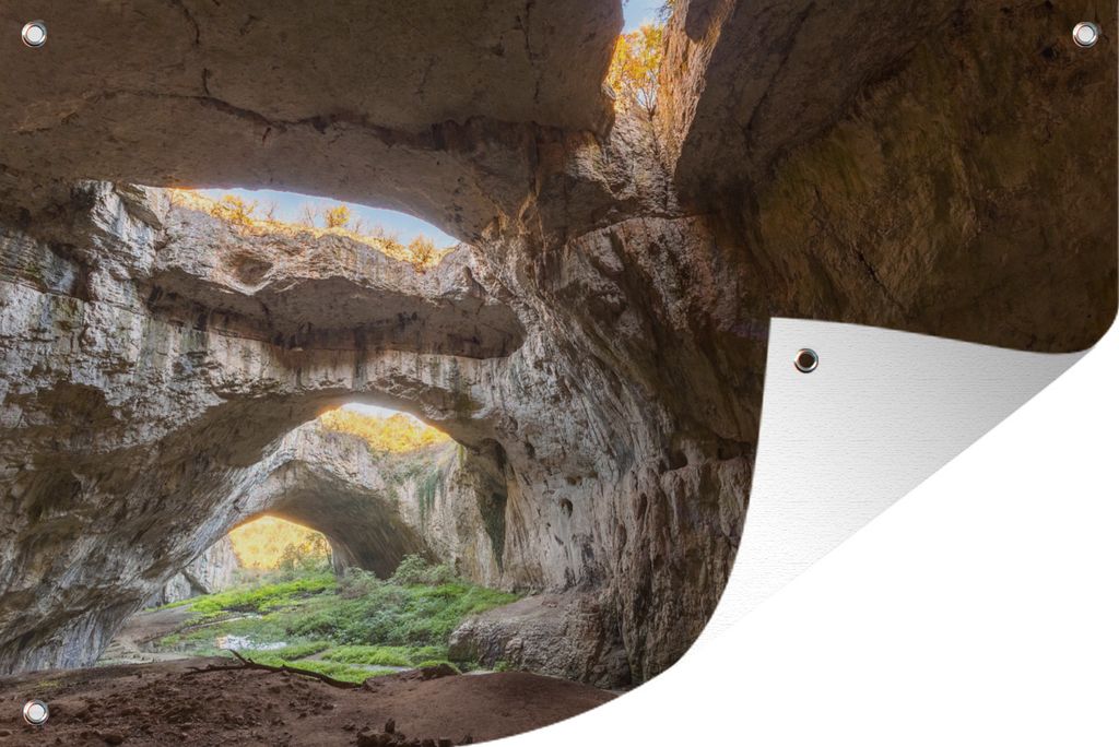 MuchoWow 120x80 cm Outdoor-Poster Gartendeko Sichtschutz Garten Poster für den Garten Löcher im Dach der Devetashka-Höhle in Bulgarien
