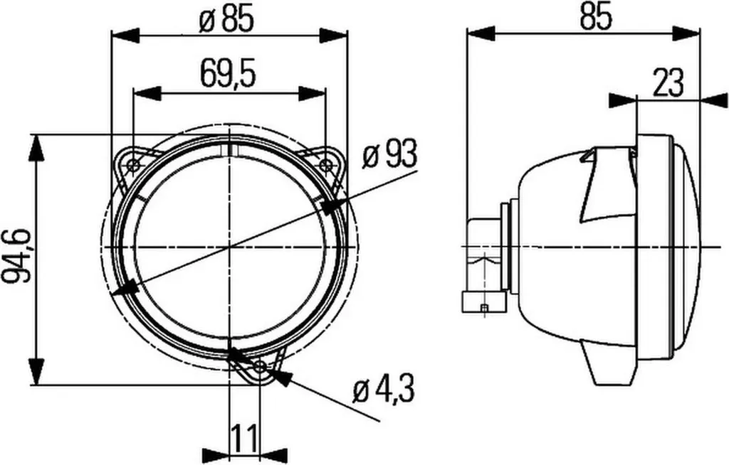 Phare de travail halogène HELLA compatible tracteur SAME et CASE IH