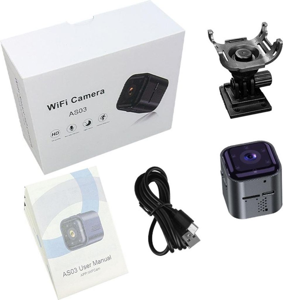 INF Mini WLAN Kamera 1080P mit Nachtsicht, Bewegungserkennung, 900mAh Akku