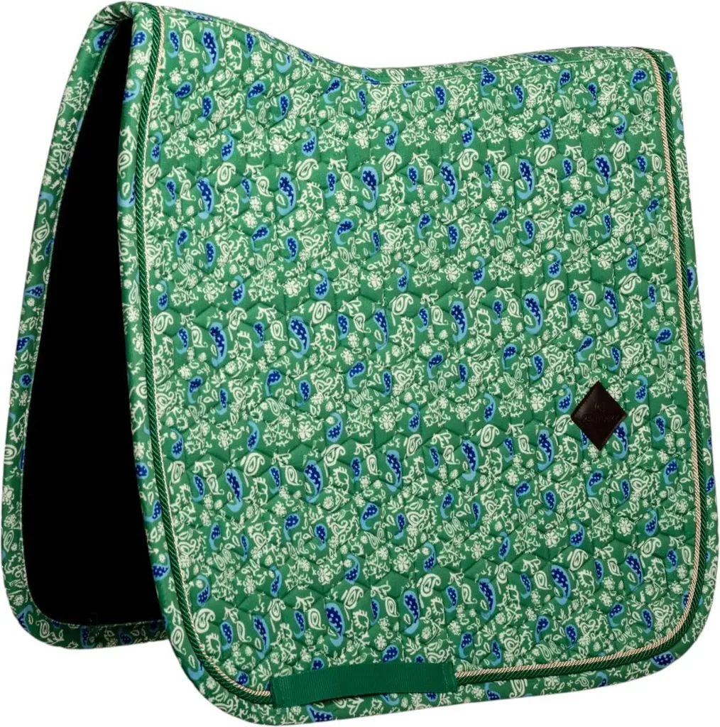Tapis Selle Dressage Velvet Kentucky - Protection Dos Cheval Vert et Navy
