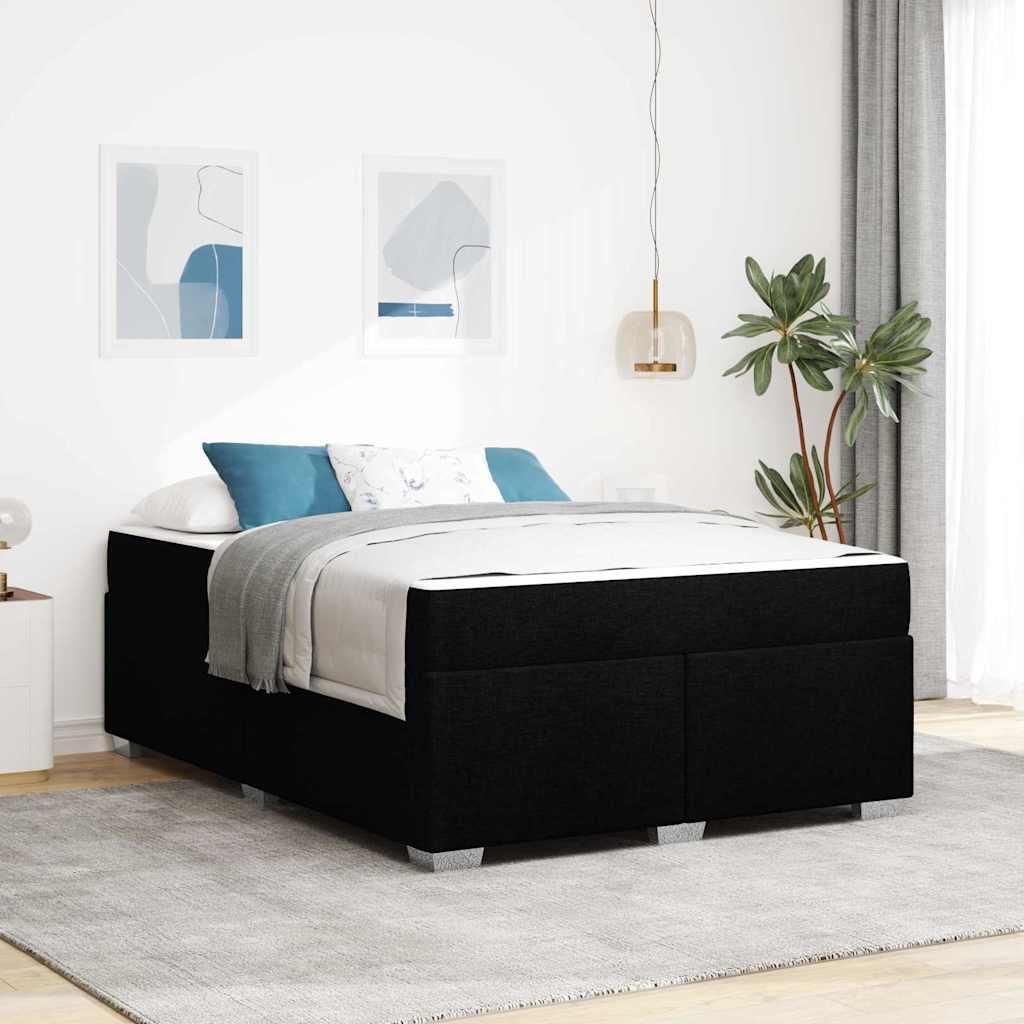 Maison Exclusive - Bettrahmen mit Matratze Schwarz 140 x 200 cm Stoff
