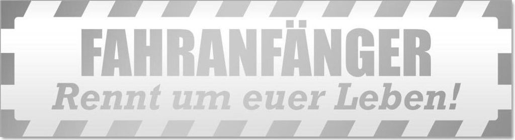 Kiwistar Fahranfänger rennt Leben gestreift Magnetschild Schild magnetisch - 45cm Silber - Magnetfolie für Auto PKW Kfz