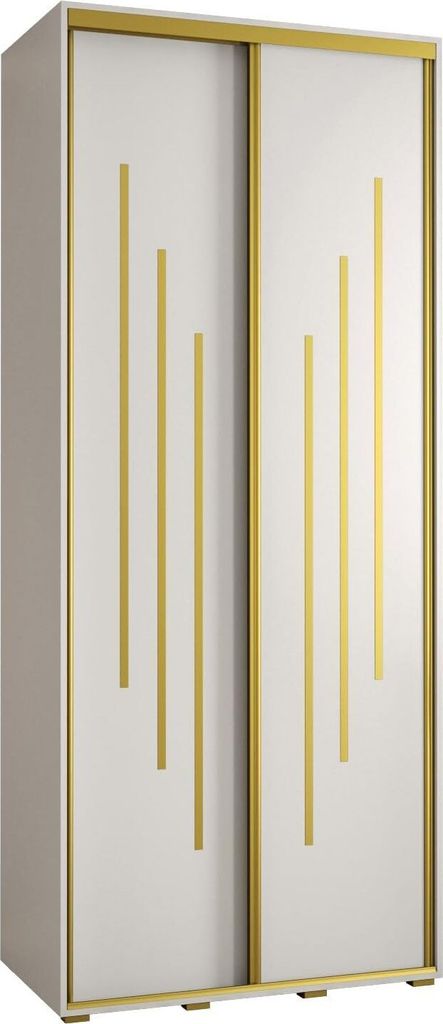 MEBLE KRYSPOL Davos 8 Schrank, zwei Türen - 235,2x110x45 cm - Weiß Weiß Gold