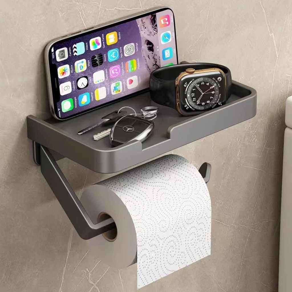Toilettenpapierhalter - Stilvoll und Praktisch - Schwarz - Aluminium