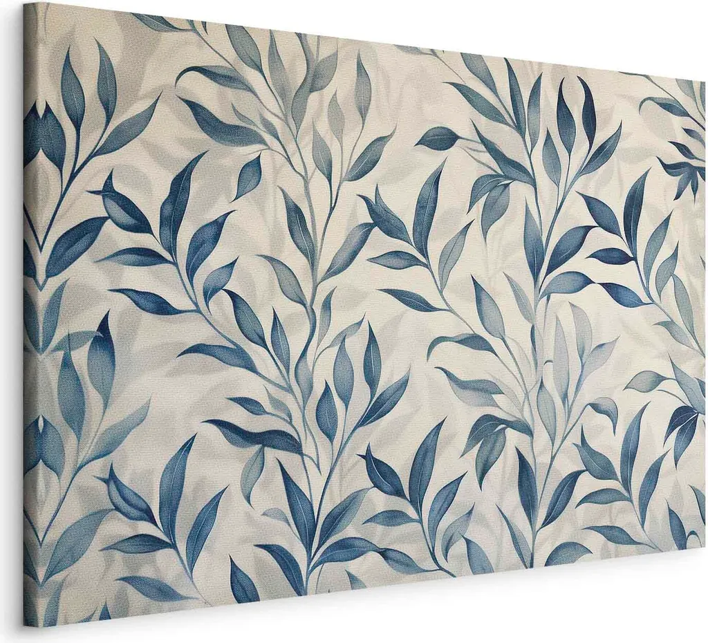 Stampa su Tela Foglie Blu 120x80 cm - Quadro Moderno f-H-10012-b-a