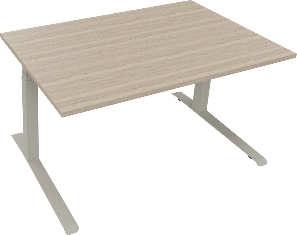 Sitz-/Stehtisch Kufe Doppels. Quad. B1400xT900xH645-1275 si/Eiche Nat