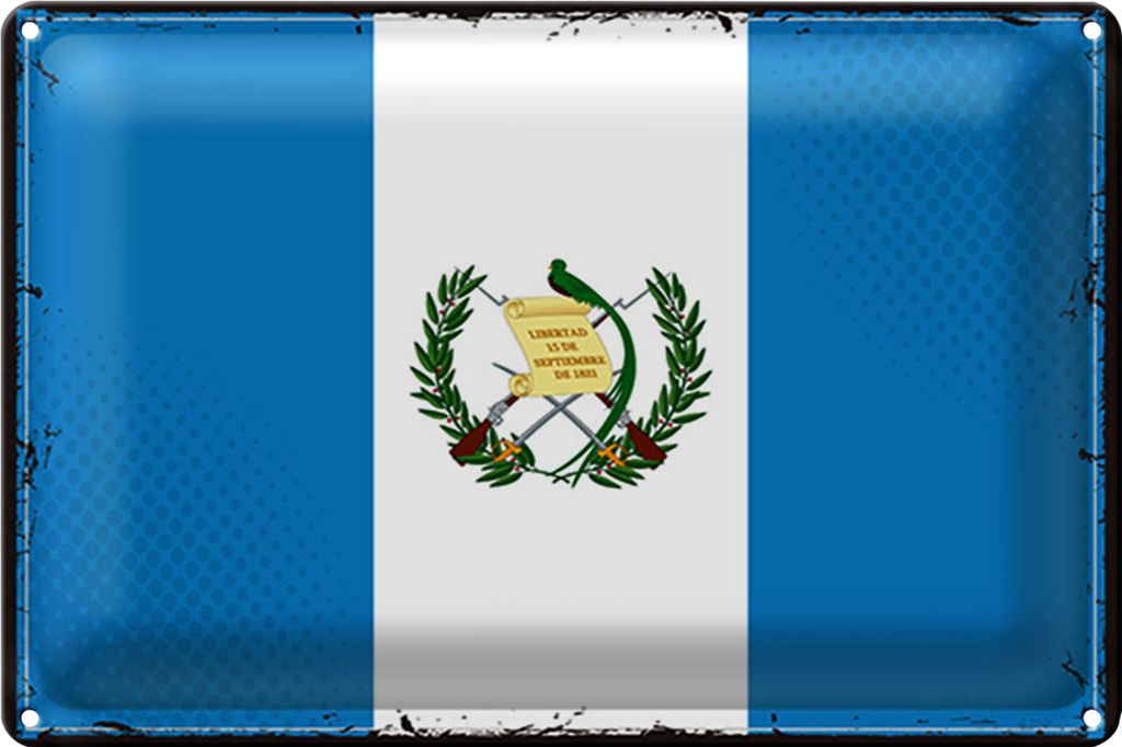 Blechschild Flagge Guatemala 40x30cm Retro Flag Guatemala