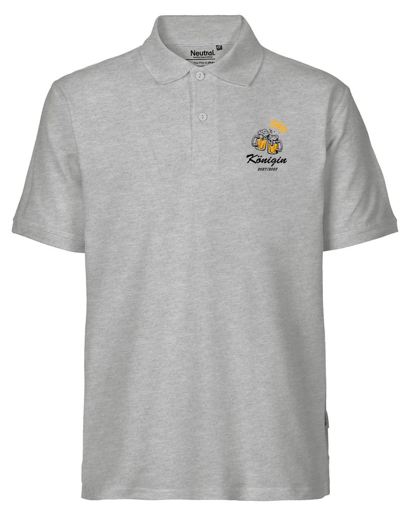Huuraa Herren Polo Shirt Königin 2027/28 Bierkrug Schüztenkönigin 3XL Sport Grey Bio Baumwolle Fairtrade Poloshirt Geschenkidee