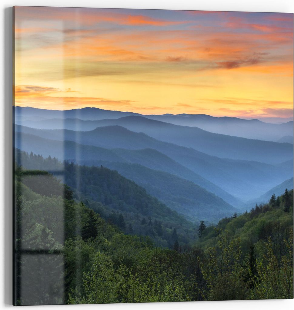 DEQORI Magnettafel Glas 30x30 cm 'Great Smoky Mountains' beschreibbar Whiteboard