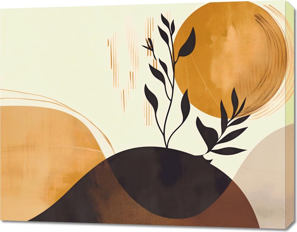 Bild 90x70cm Golden Sonne und Schwarzer Zweig