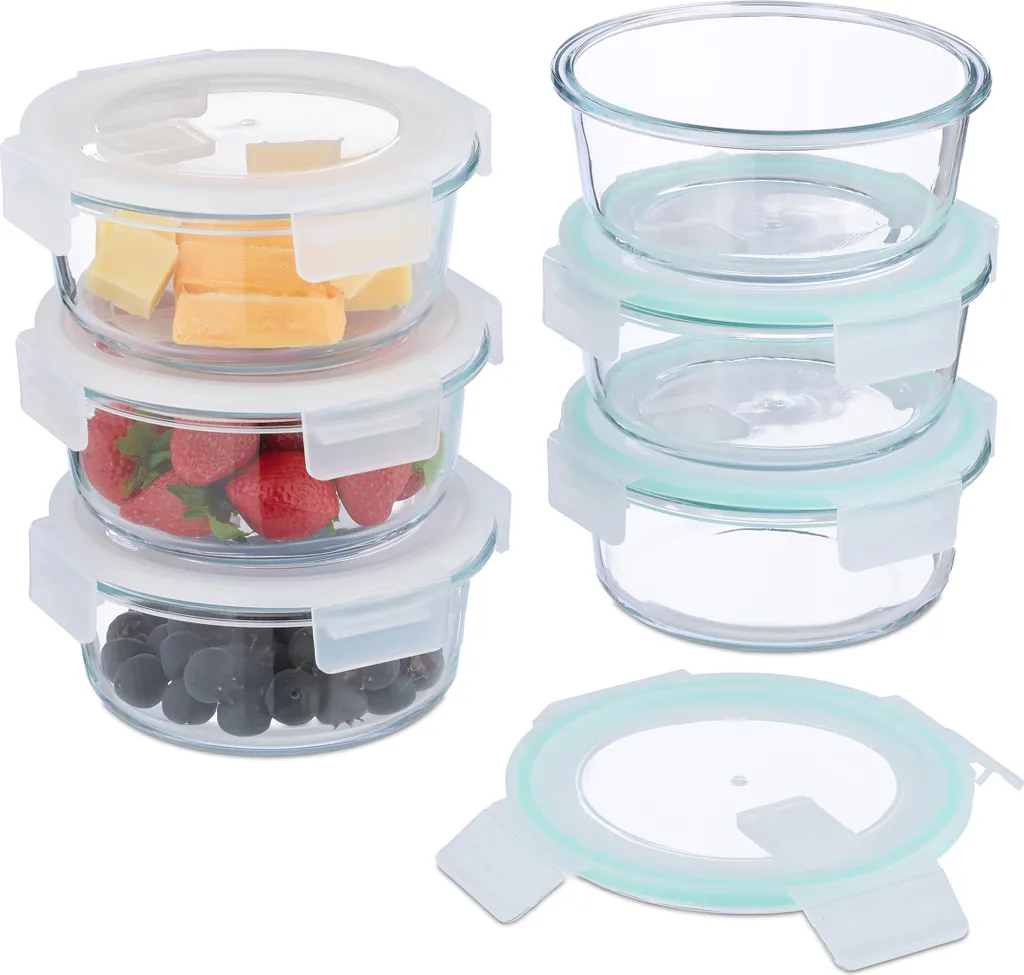 set di barattoli in vetro relaxdays con coperchio