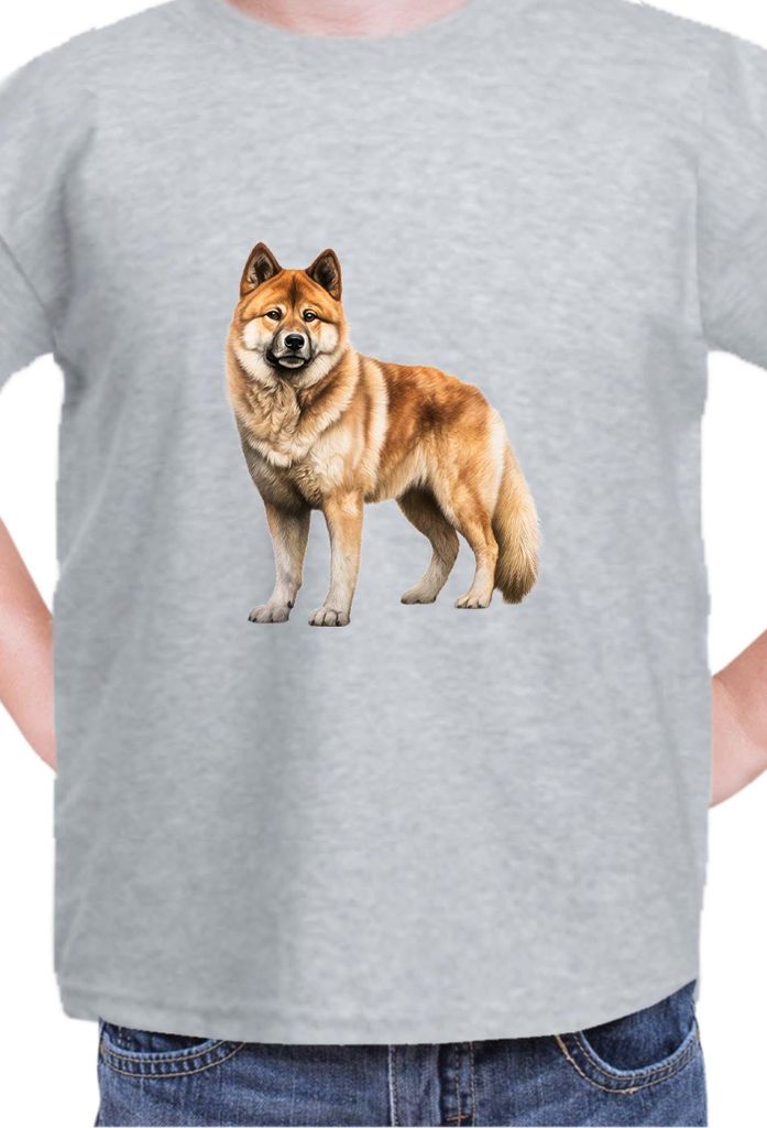 Kinder T-Shirt Dogs Breeds Akita Dog Breed 006, 7-8 Jahr - 128 / Grau