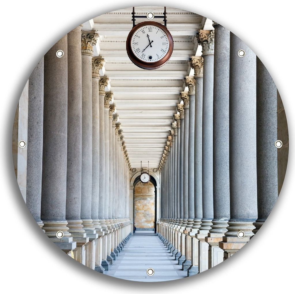 Wallario rundes Outdoor-Poster für Garten oder Balkon, Motiv Säulengang, 30 cm Durchmesser