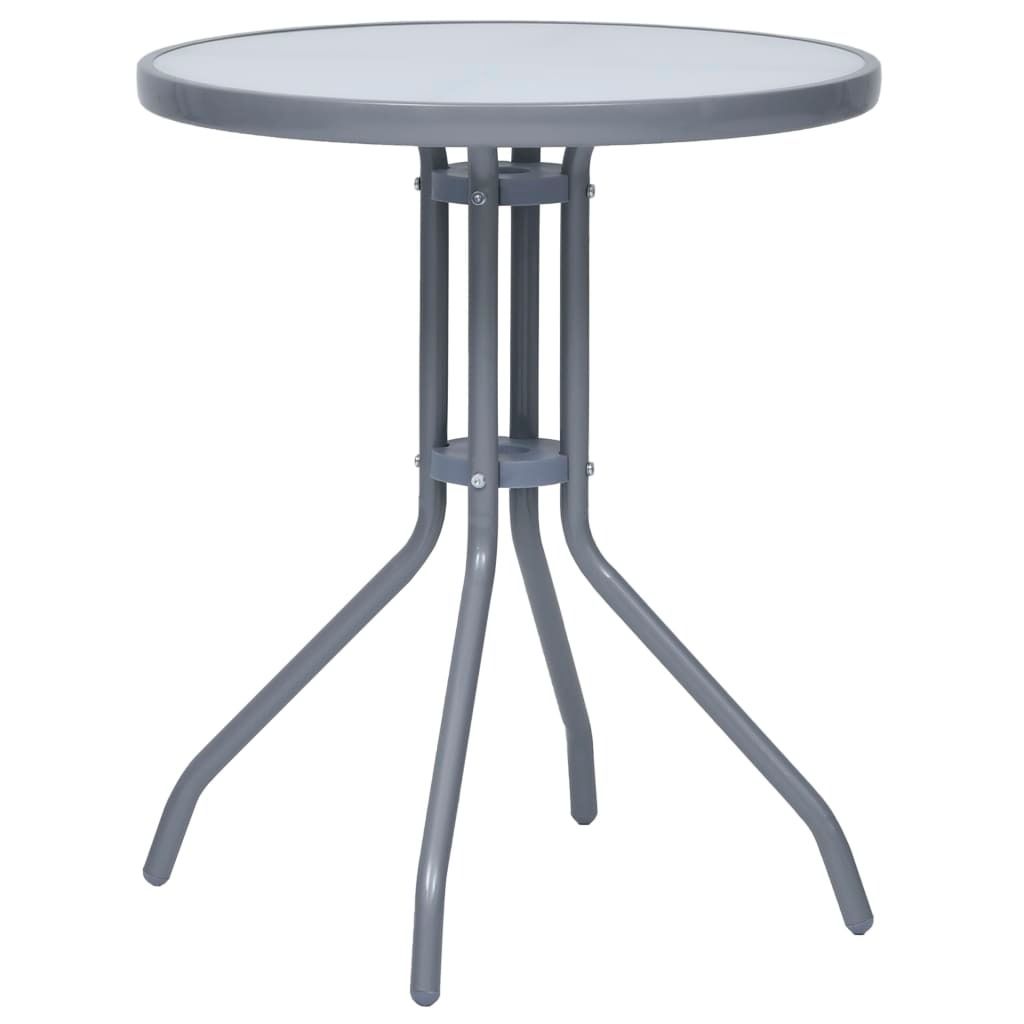 The Living Store Gartentisch Hellgrau 60 cm Stahl und Glas
