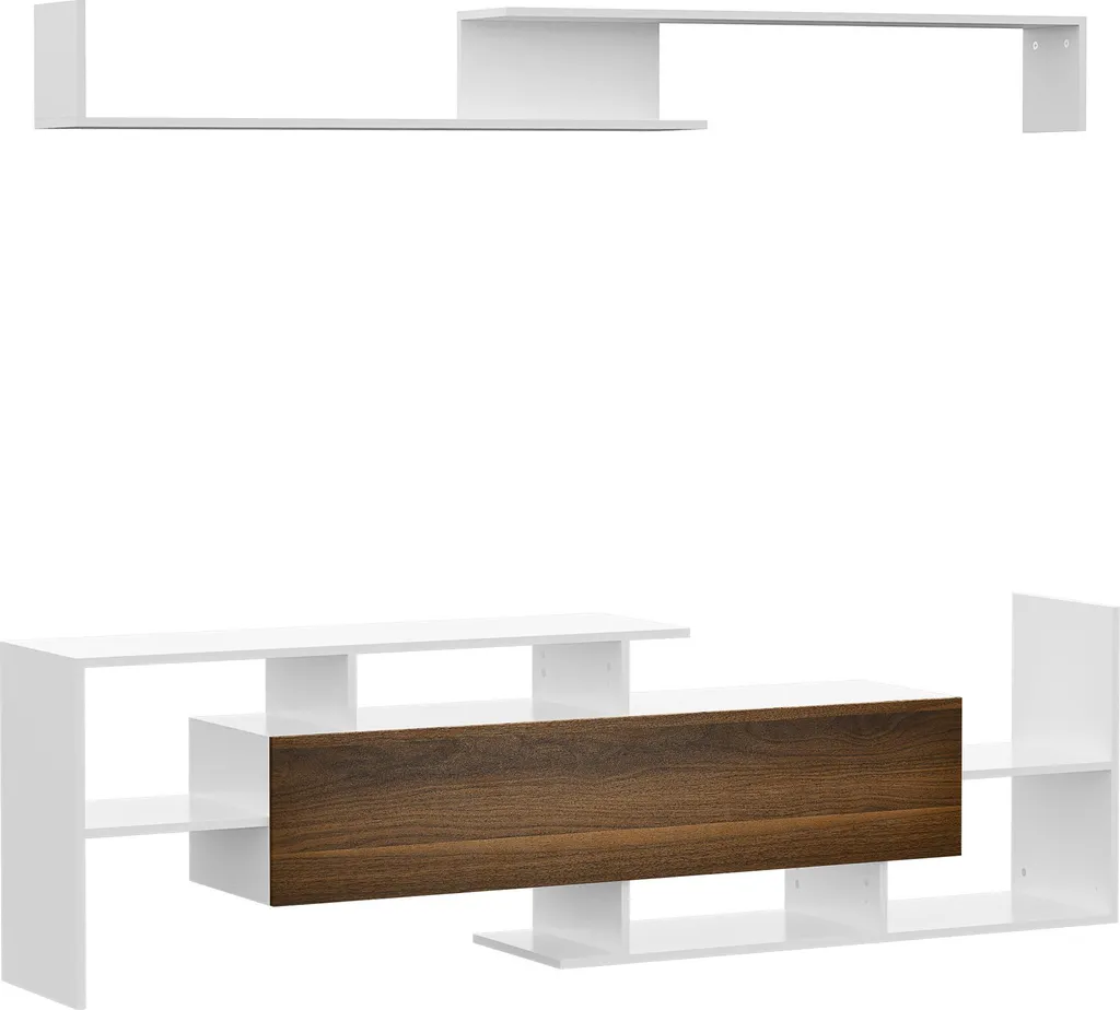 Meuble TV salon 153cm avec étagère pour rangement multimédia moderne