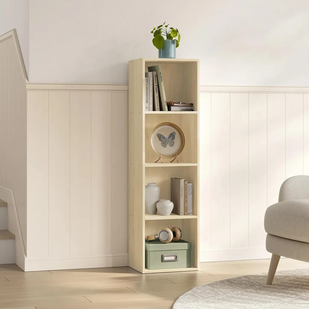 Rangement d'angle pour petits espaces étagère bois chêne clair - 5