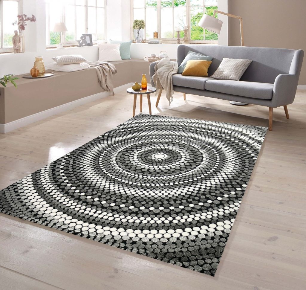 Teppich Mandala in grau creme Größe - 80 x 150 cm