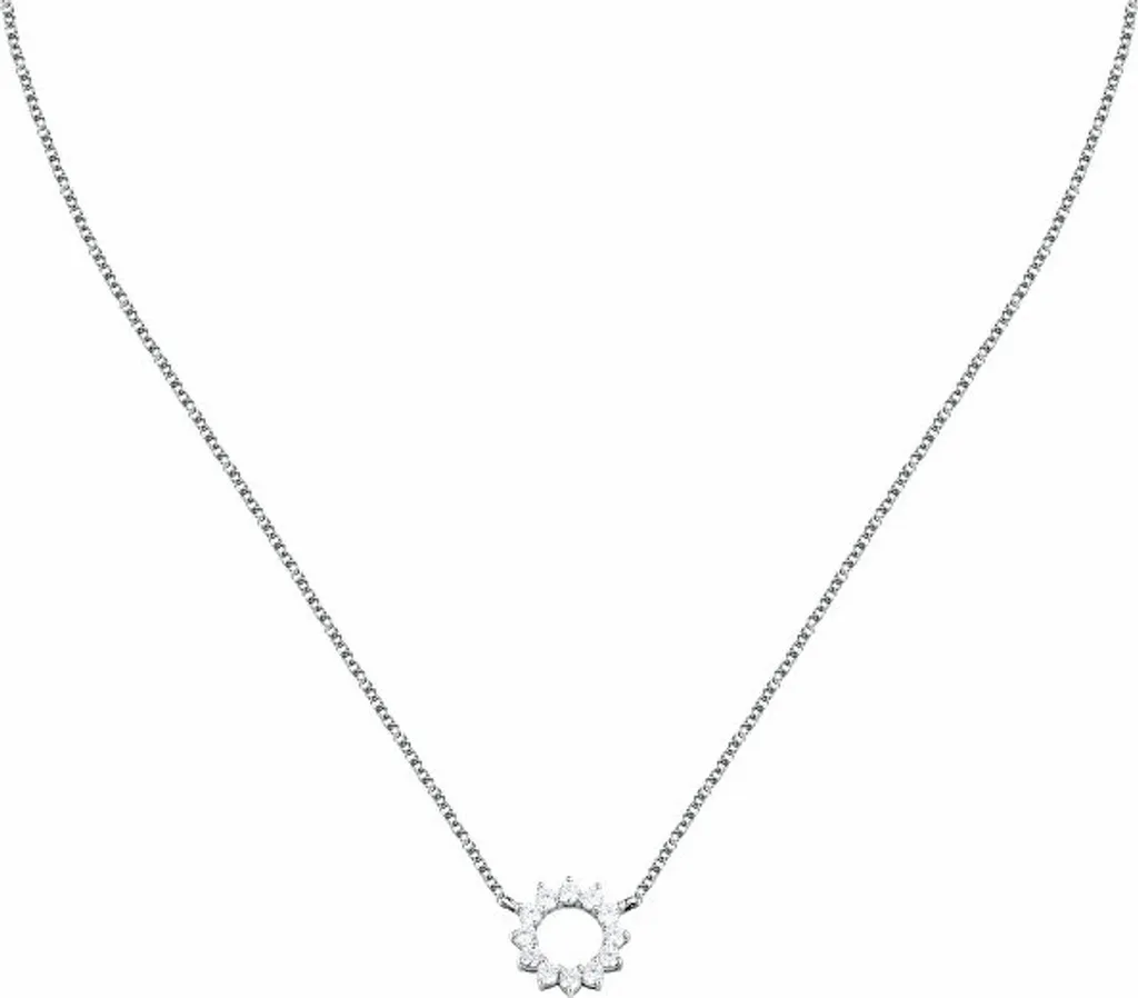 Collier en argent rhodié et pendentif solitaire en oxyde de zinc