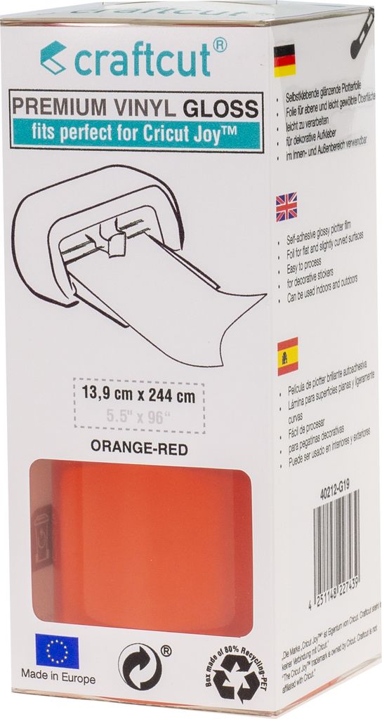 craftcut Premium Plotterfolie glänzend G19 ORANGE-RED 13,9 x 244 cm