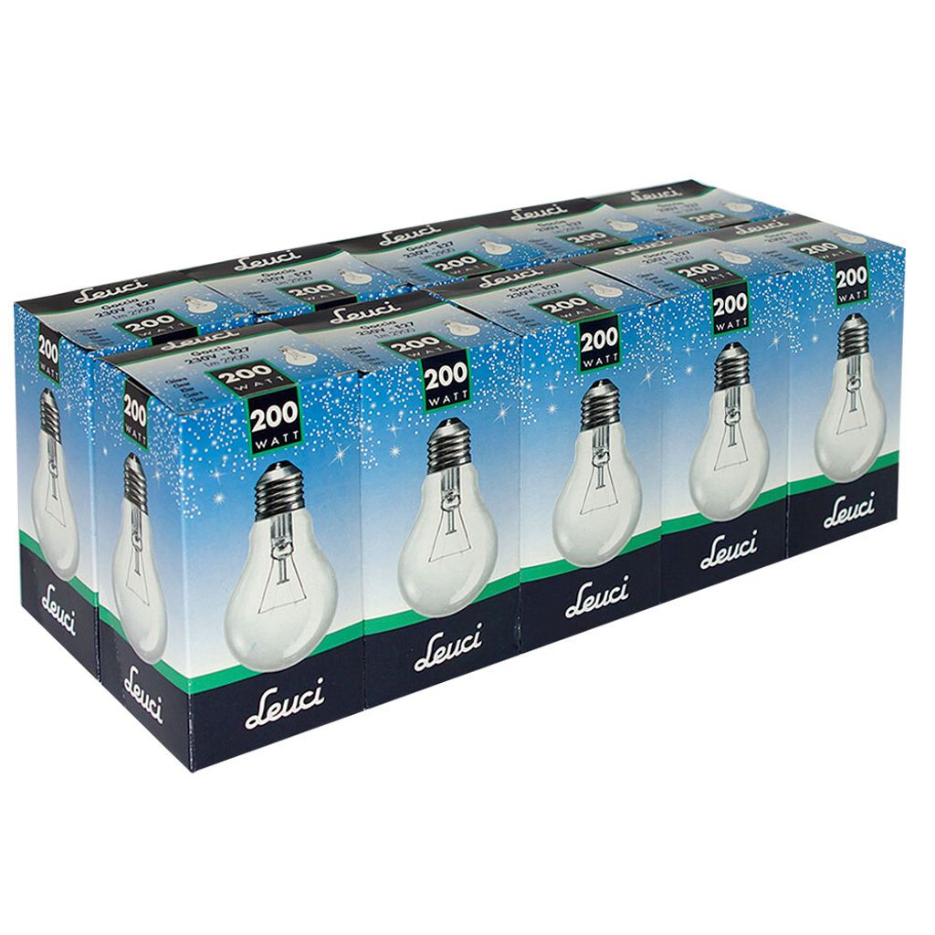 10 x Leuci gloeilamp 200W E27 helder A60, 200 Watt Productafbeelding 