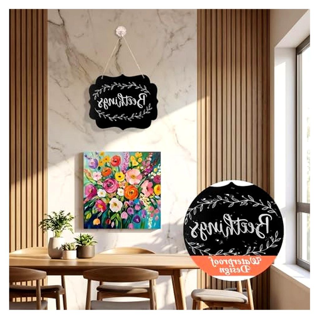 2 Mini Tafeln zum Beschriften, kleine Kreidetafeln, 25×20×0,3 cm, doppelseitige Holztafeln zum Aufhängen für Geburtstagsfeiern, Buffets und Hoc...