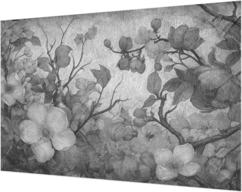 Wandtapete - Dekorative Tapete für Wohnzimmer- Tapetenfolie für Wanddekoration - 104x70 cm - Blütenzweig